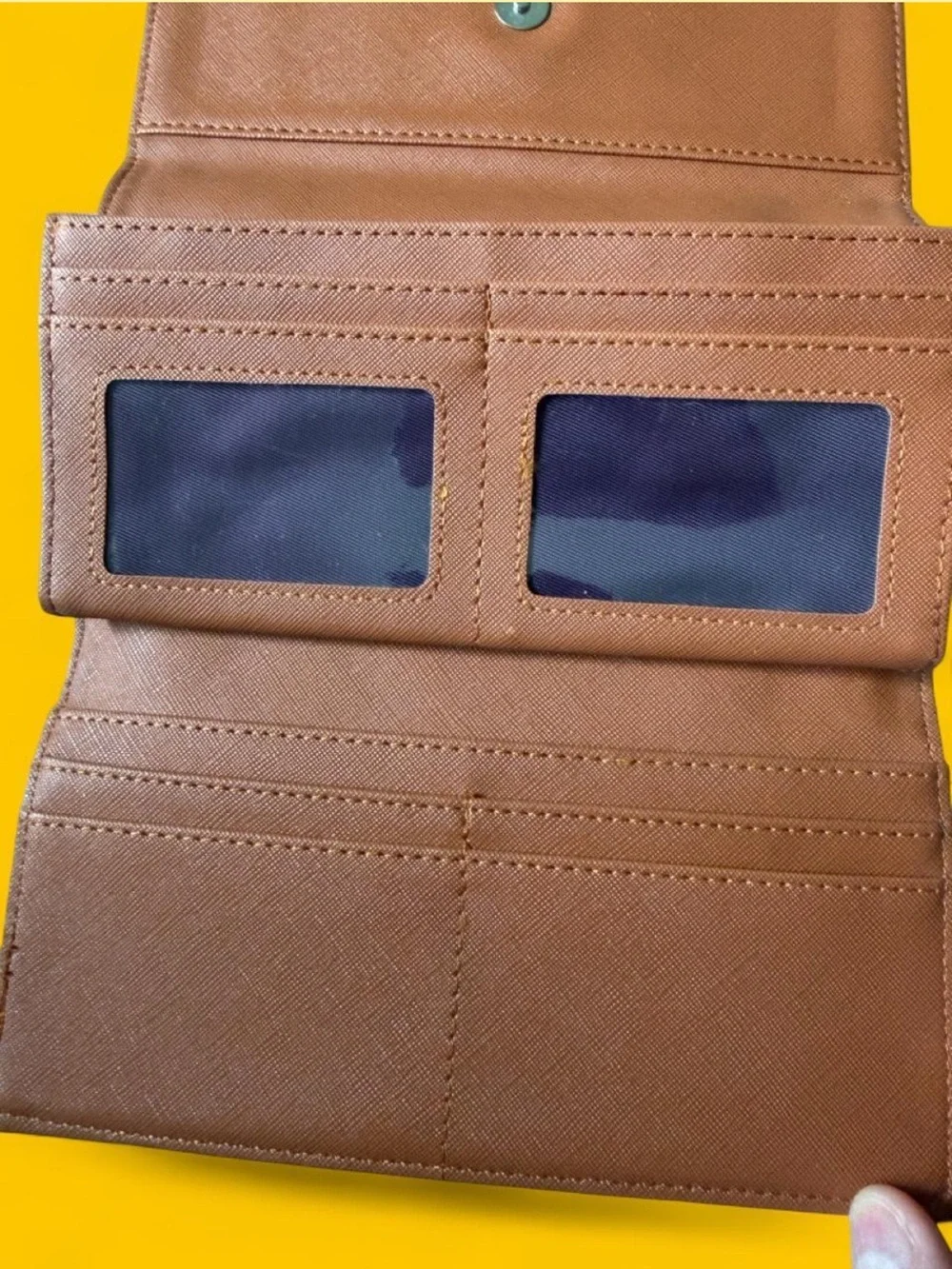 Women's Brown Cutout Genuine Leather Wallet
